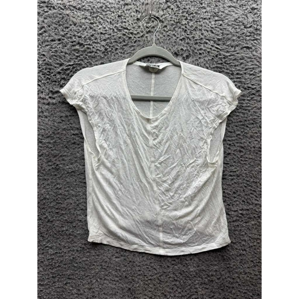 Rufksin Rayon-Blend Stretch Fitted Sleeveless Crewneck T-Shirt White Mens Size S